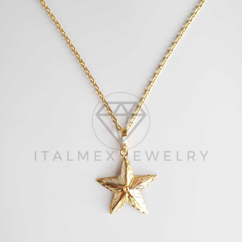 18K Real Gold Plated Lone Star Pendant & 22" Chain